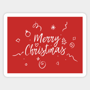 Merry Christmas Whimsical Typography Magnet